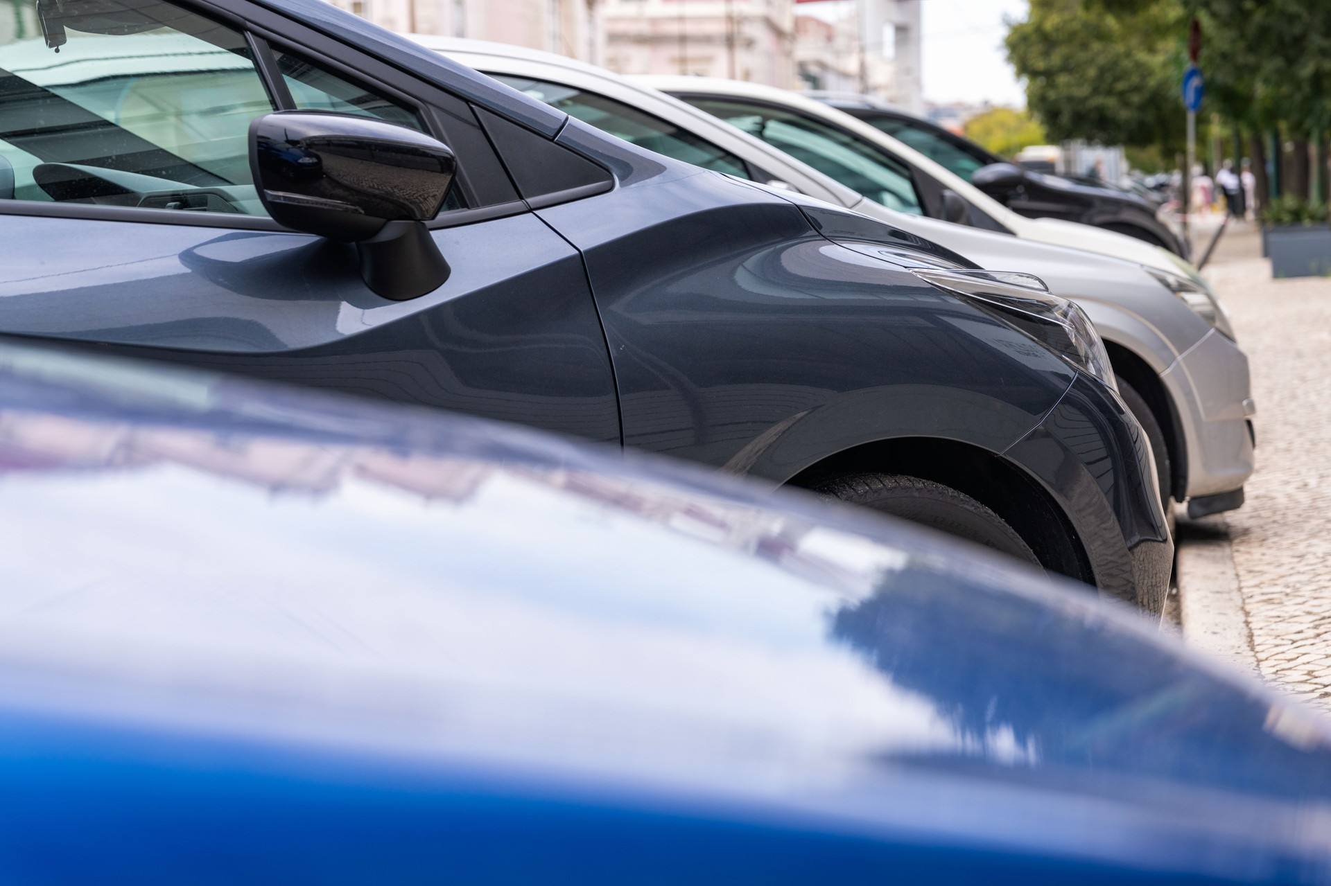 Cars parked by the curb